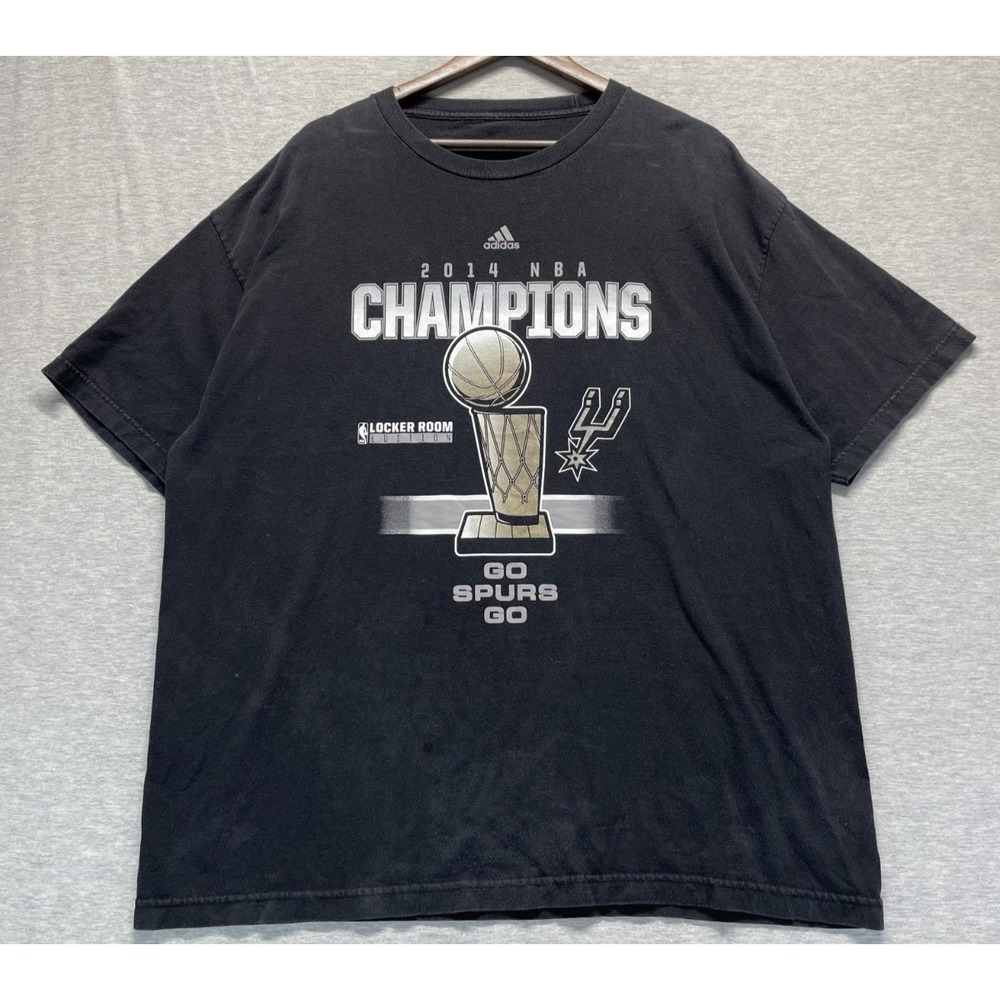San Antonio Spurs 2014 NBA Champions Locker Room T Shirt Mens XL Black Adidas